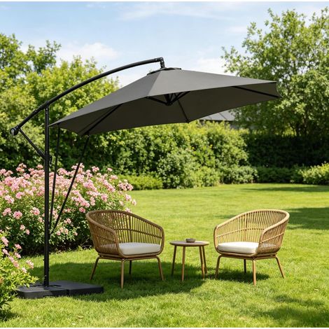 Parasol de jardín excéntrico plegable 310 x 310 cm, gris oscuro HAVRYA (1/5)