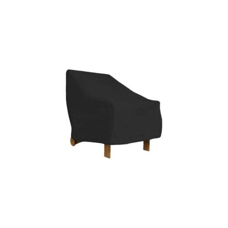 Funda para silla de jardín exterior con asiento profundo, funda impermeable para silla de patio 210D, resistente a los rayos UV y al viento con cordón ajustable, 80x85x91cm (210D (Black FDC) - Crezuo