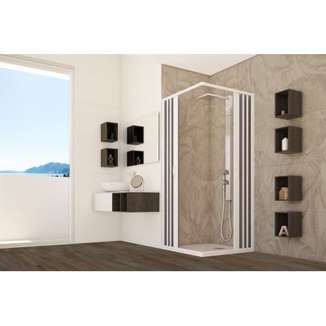 Box doccia apertura centrale a pacchetto pvc bianco h.185cm MITE 80-60x80-60cm