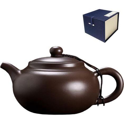 Théière Yixing Zisha Chinoise en Argile 400 ML, Noir Traditionnel kung fu theiere en terre cuite avec emballage cadeau, faite à la main pour amateurs de thé (1/5)