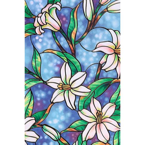 Film de verre électrostatique couleur orchidée, cellophane peinte sans colle (1/5)