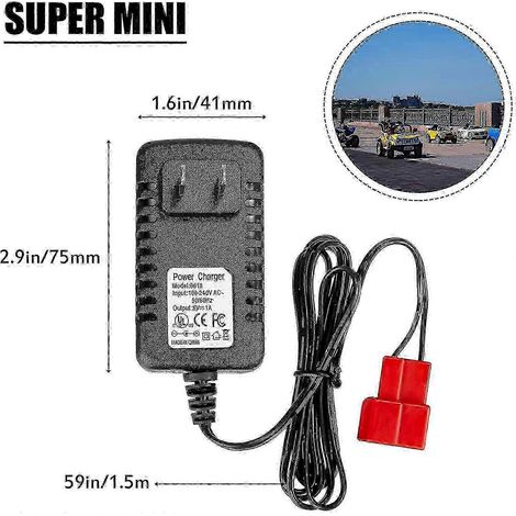 Chargeur de batterie 6 volts compatible avec les véhicules électriques pour enfants, avec voyant de charge, compatible avec les batteries de poussettes électriques et de jouets.