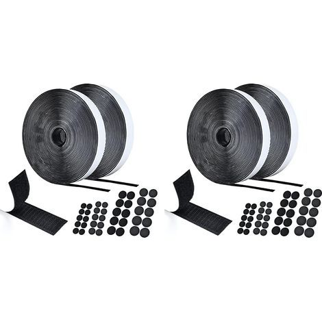 Paquete de 2 tiras autoadhesivas de velcro de 10 m, adhesivo de nailon de doble cara, tira de 20 mm, cinta de fijación para interiores y exteriores.