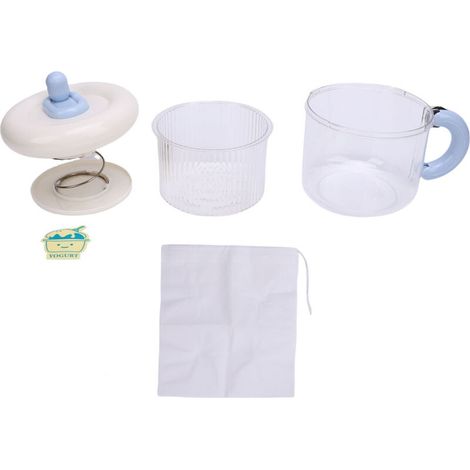 Large capacity Greek yogurt strainer, whey separator with fine mesh bag and blue lid (1/5)