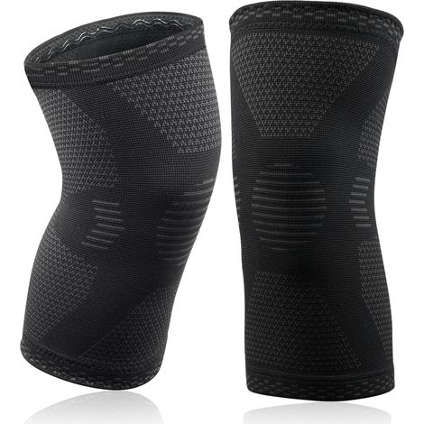 KOWOLL Genouillère de soutien, lot de 2 manchons de compression pour hommes et femmes, genouillère pour l'arthrite, la course à pied, les squats, le sport (L) (1/5)