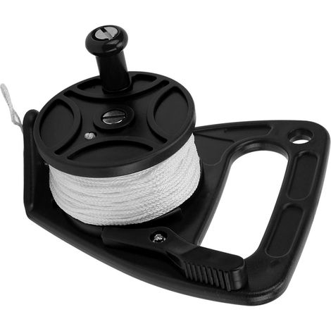 Bobine de Sécurité 45m pour Plongée et Apnée - Enrouleur avec Arrêt d'Urgence Noir/Blanc (1/5)