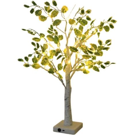 Lampe de chevet LED en forme d'arbre à feuilles vertes, blanche, pour la maison ou le bureau. (1/5)