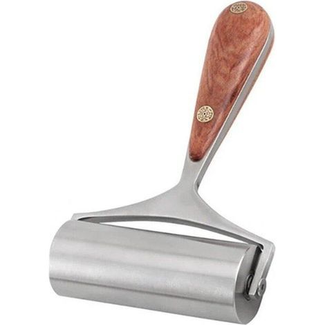 Rouleau en Cuir avec Manche en Bois, Bords De Colle en Cuir, Rouleau De Résistant À Pression pour Papier Peint Roulant (1/5)