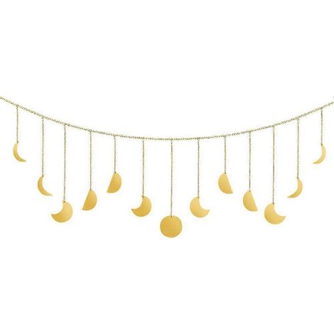 Guirlande murale lune, style bohème, décoration intérieure, ornements artistiques pour chambre, salon, bureau, cadeau de Noël, argenté, 2 pièces-Style LL
