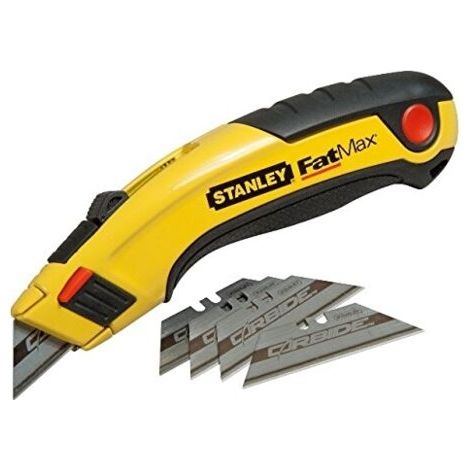 Stanley – Cutter rétractable ergonomique 170mm avec 5 lames carbure – Système interlock sécurisé – Compatible lames trapèze – 710778 (1/5)