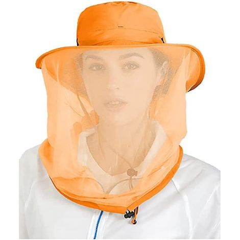 Chapeau filet d'apiculture, voile d'abeille, chapeau de chasse, cagoule en filet, orange rouge (1/5)