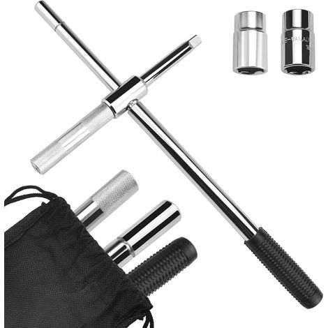Clé à roue QUCUMER extensible en croix avec 2 douilles 17/19/21/23 mm, universelle, avec sac de rangement pour le démontage des pneus de voitures, motos, jeeps et caravanes. (1/5)