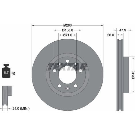 Lot de 2 Disques de frein Textar 92267903 OPEL 1642761380 1667849980 9803918180