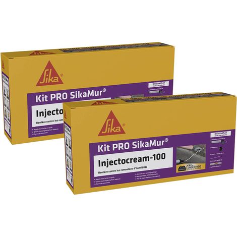SIKA Pack de 2 Kits SikaMur InjectoCream-100 pour le traitement des remontées d’humidité dans les murs