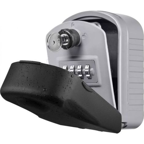 Caja de seguridad grande para llaves, ideal para exteriores, con 4 códigos y llaves de emergencia. Resistente al agua y a la corrosión. Caja de seguridad para llaves de pared, perfecta para escuelas, (1/5)
