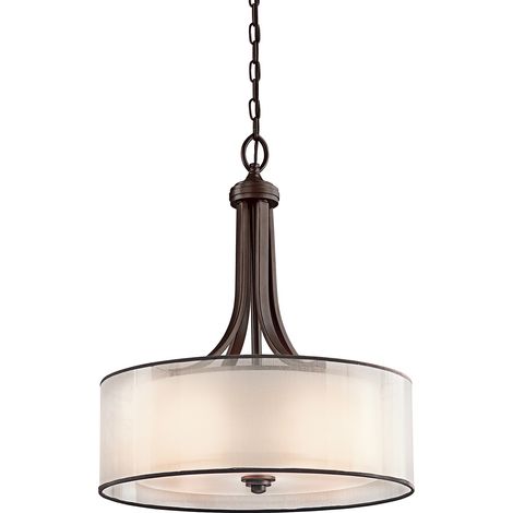 Elstead Lacey - Pendente rotondo grande a 4 luci da soffitto Mission Bronze, E27 (1/5)