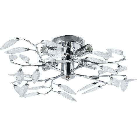 Lámpara de techo de cristal, lámpara colgante, diseño LED, diámetro 47,5 cm, metal cromado plateado 030005930
