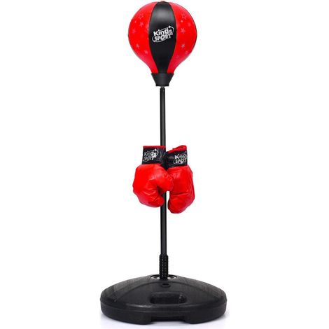 Sacco da boxe autoportante regolabile per bambini 81 x 43 cm base stabile riempito d'acqua 30 kg design moderno in PE nero 200020152