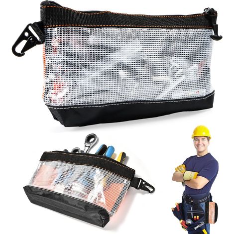 Zipper Pouch, 2 Pieces Pencil Case Tool Bag PVC Material Transparent Small Metal Hook Case, Waterproof and Antistatic Tool Storage (1/5)