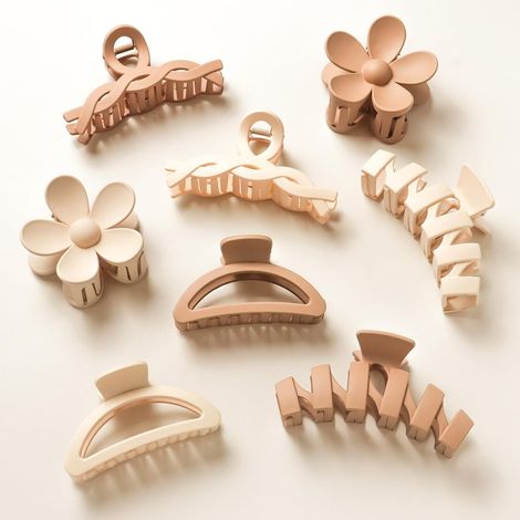 Pince Cheveux Fleur, 8 Pièces Plastique Pince Cheveux Femme Grande Antidérapant 4 Styles Pinces à Cheveux Pour Femmes Mode Hair Clip Accessoires Cheveux Convient Femmes et Fille (1/5)