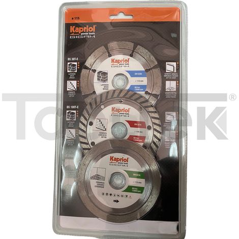 SET DISCO TAGLIO CERAMICA CEMENTO DISCHI 3pz FLEX Ø115mm KAPRIOL
