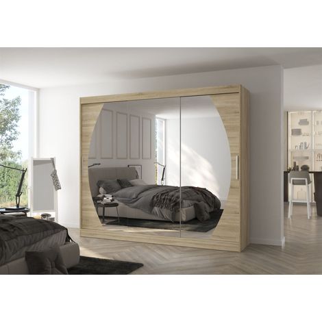Schiebetürenschrank Schrank Nr.520 in Sonoma Eiche- Spiegel 250x215x58 cm (1/3)