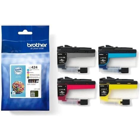 Pack de 4 Cartouches LC424VAL - BROTHER - Noir, Cyan, Magenta et Jaune haute capacite de 750 pages - Pour DCP-J1200W