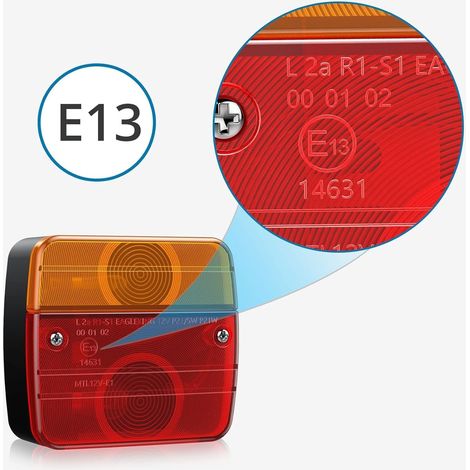 Set di 2 luci posteriori per rimorchi, kit di montaggio per luci posteriori con connettore Euro, cavo lungo 7,5 m e connettore E-mark a 7 pin per uso stradale (1/4)