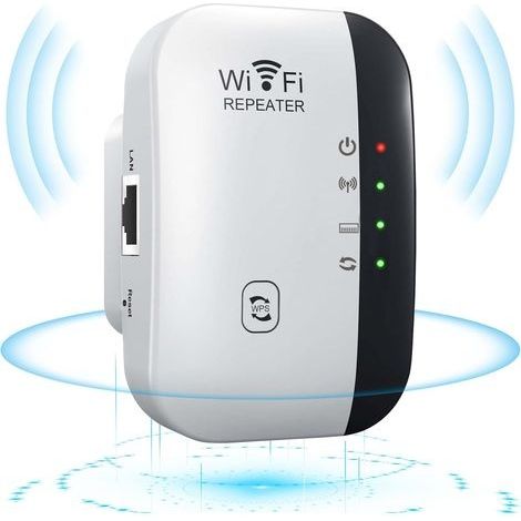 Répéteur Wi-Fi avec prise, répéteur Wi-Fi 300 Mbit/s, répéteur Wi-Fi 2,4 GHz avec WPS, extension Internet avec câble Ethernet (blanc) (1/5)