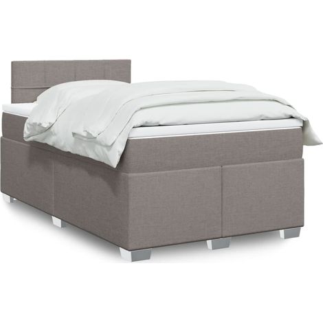 vidaXL Sommier à lattes de lit avec matelas taupe 120x190 cm tissu (1/5)