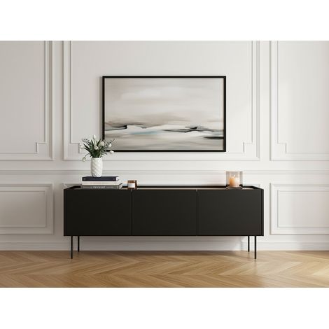 BOBOCHIC - Meuble TV 3 portes 170 cm ATLAS Noir (1/5)
