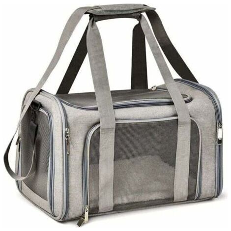 Sac Transport Chat Chien, Caisse de Transport Pliable, Sac pour Animaux de Compagnie, Caisse de Transport Chat Respirant(L, Gris) (1/4)