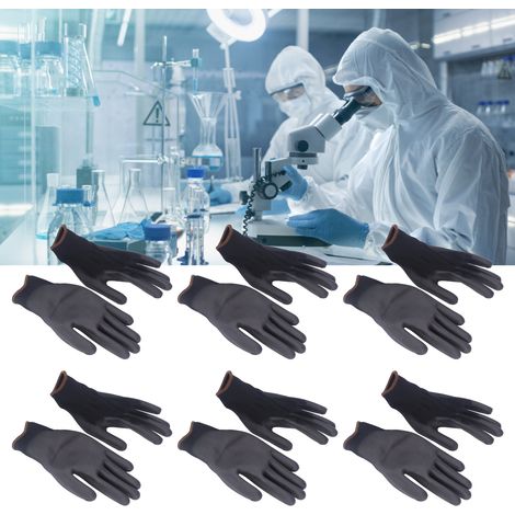 10 Paar antistatische Nylonhandschuhe mit PU-beschichteter Handfläche, schwarz, Größe 9L. (1/5)