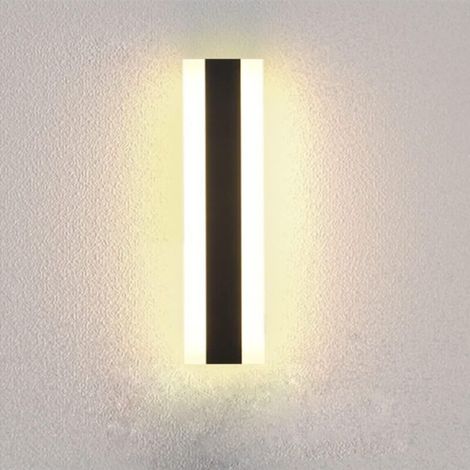 Applique da esterno a LED lunga per villa, applique da veranda, applique da esterno impermeabile IP65, striscia luminosa lunga nera in alluminio per esterni - 30 cm, luce calda