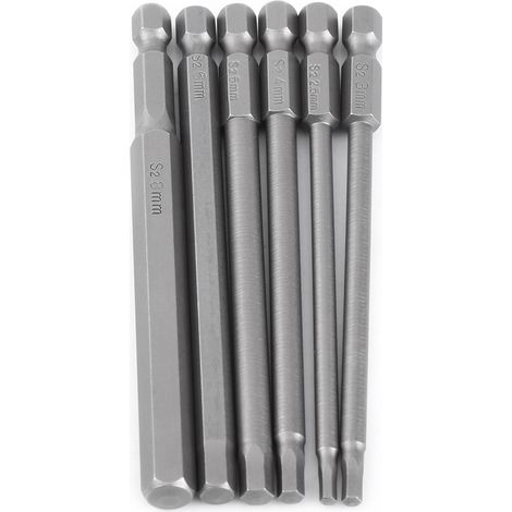 Set mit 6 magnetischen Schraubendreherbits, 100 mm, Sechskantkopf, 1/4"-Schaft, Schraubendreherwerkzeuge (1/5)