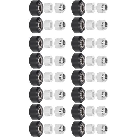 Lot de 48pcs roues POM avec roulement caoutchouc, entretoise excentrique et colonne ronde pour imprimante 3D, poulie noire (1/5)