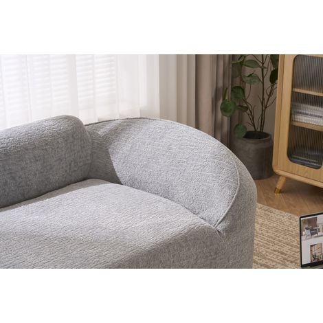 Canapé 2 places chaiselongue gris clair en chenille, convertible en lit, pour salon et chambre (1/5)