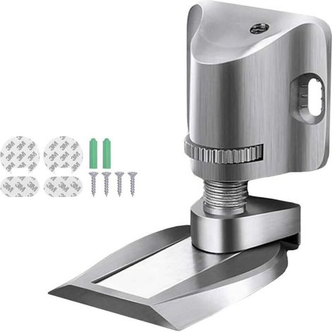 Door Stopper with Trace-Free Adhesive and Screws, Invisible Magnetic Door Stop, Windproof Door Stop, Self-Adhesive Door Block, Door Stopper for Office/Bedroom (Silver) (1/5)