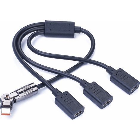 USB-C-Stecker/Drehschalter, 3 USB-C-Buchsen, 1-zu-3-Adapter, unterstützt IC-Daten für Mobiltelefone und Tablets, 3-A-Datenkabel, Kabel (1/4)