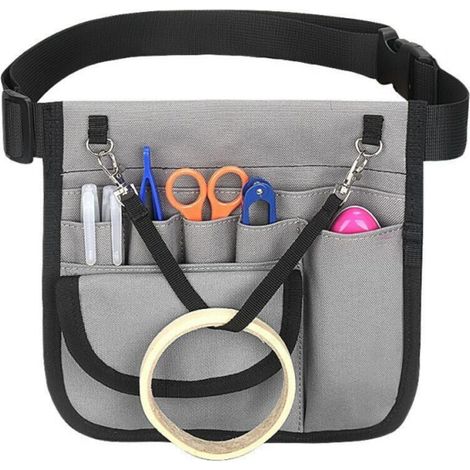 Sac à outils d'infirmière, une poche à rabat, avec ceinture réglable (gris) (1/4)