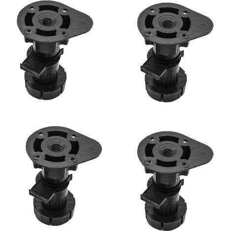 Pièces - Pieds de meuble - Hauteur réglable 9,5-14,5 cm - Pieds de table - Pied de support - Pieds de lit - Noir - Plastique - Protecteur de meuble - Design antidérapant - Pour armoire, canapés-lits, (1/5)