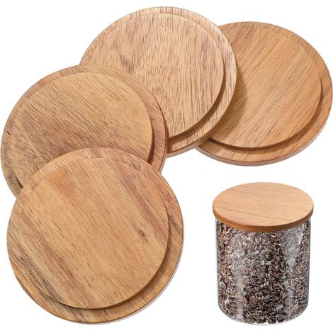 4pièces Couvercle Bois Rond pour Tasse à Café et Bol Lot de Surface Lisse Facile à Utiliser pour Cuisine (1/5)
