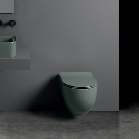Bloc Wc Ciotola Suspendu Avec Abattant Soft Close No Rim Gris Lagon - CRISTINA ONDYNA WCI319103