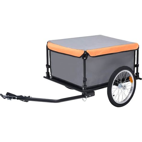Fahrradanhänger Grau und Orange 65 kg