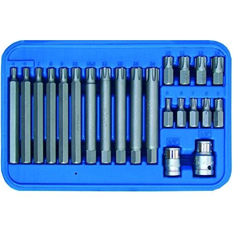 BGS set  punte trasmissione  esagono esterno  10 mm  (3/8")  profilo scanalato  (per Ribe)  22 pz.  - 5013