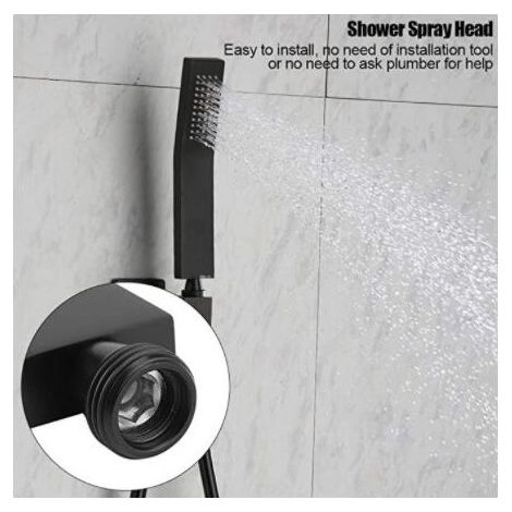 Douchette à jet de salle de bain avec douchette en laiton chromé noir mat, pommeau de douche G1/2-noir (1/4)