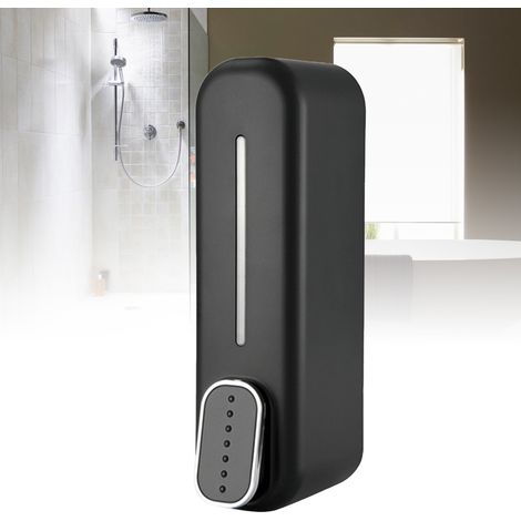 Porte-savon liquide mural, portable, 300 ml, surface lisse, pour cuisines, salles à manger, hôpitaux, salles de bains, noir (1/5)