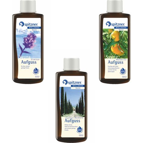 Spitzner Vorteilspack 3er Eisminze Cypresse Mandarine Saunaaufguss je 190 ml