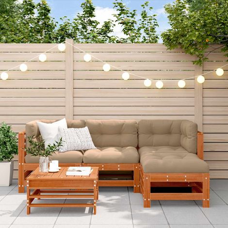 Garten-Lounge-Set 5 pcs Wachsbraun Massives Kiefernholz (1/5)