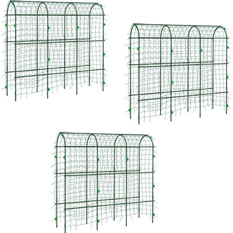 3er Set rankgitter Rankhilfe für Kletterpflanzen verstellbares Spalier Pflanzengitter mit Netz Pflanzengerüst Stahl Grün 43 x 182 x 183 cm für Garten Balkon